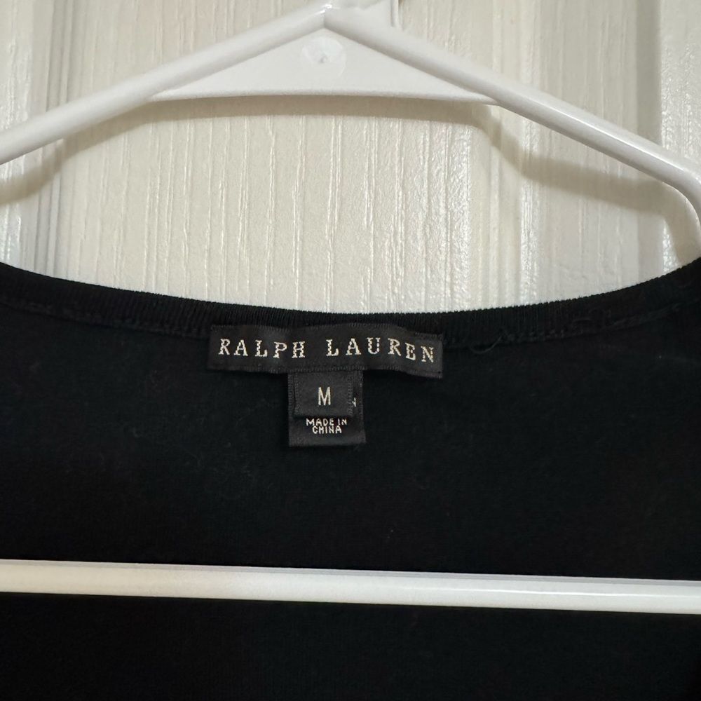 Ralph Lauren Black V-Neck Sweater – 100% Mercerized Cotton, Size M black label - Picture 2 of 4